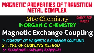 Magnetic Exchange Coupling  ConceptTypes of Coupling Examples •MSc Chemistry• INORGANIC CHEMISTRY [upl. by Sura]