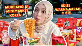 MUKBANG JAJANAN MINIMARKET KOREA 🇰🇷 EDISI WARNA MERAH 🥵🌶️ MIE FAVORIT TAEHYUNG ADA IKAN KERING [upl. by Ardnasyl]