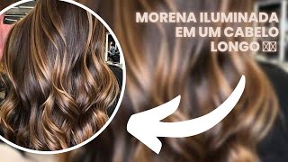 MORENA ILUMINADA EM CABELO LONGO TÉCNICA SUPER FÁCIL [upl. by Eisdnyl]