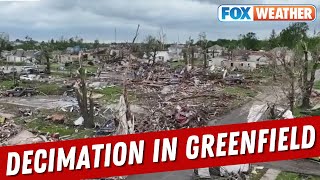 Drone Video Shows Decimation In Greenfield Iowa After Tornado [upl. by Goda948]