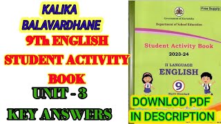 9th English Student Activity Book key answers Unit 3 Kalika Balavardhane learneasilyhub [upl. by Yoong]