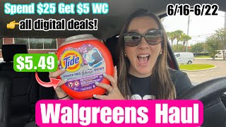 Walgreens Haul  All digital coupon deals Score 92 oz Tide for 549 6162224 [upl. by Penelopa]