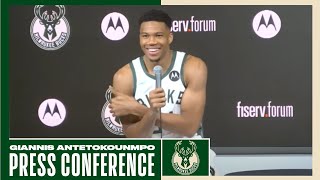 Giannis Antetokounmpo Full Interview Bucks NBAMediaDay [upl. by Hcahsem]