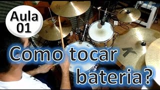 Como tocar Bateria  Aula de Bateria iniciante [upl. by Corby818]