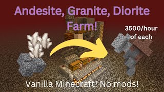 Granite Andesite Diorite Farm Vanilla NO MODS 50 Stacks per hour tutorial minecraft [upl. by Leandre]