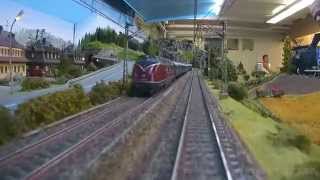 Large Private Model Railroad RR HO Scale Train Layout [upl. by Kalina]