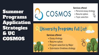 Summer program UC COSMOS application strategies for high school students [upl. by Arly]