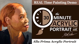 30Minute Acrylic Portrait Profile of Woman With Dark Skin Tones and Red Hair [upl. by Anoo967]