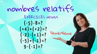 exercices nombres relatifs Mathématiques collège lycée niveau 5ème 4ème [upl. by Renzo]