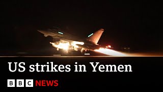 US launches new missile strike on Houthi target in Yemen  BBC News [upl. by Aliahkim]