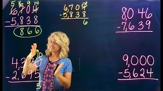 Subtraction quotAcross the Zerosquot 4th Grade Math Lightboard [upl. by Analra600]