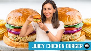 Juicy Chicken Burgers  Great for Summer Grilling [upl. by Nyliak]