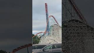 Parking lot view 😱 themepark rollercoaster airtime sixflagsmagicmountain [upl. by Mylan462]