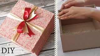 DIY How to make gift Box using cardboard  gift box tutorial [upl. by Michelina]