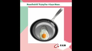 DiamoTech 95quot Frying Pan  4Layer Diamond Ceramic Coating Nonstick amp Durable PTFE amp PFOA Free [upl. by Isyak]