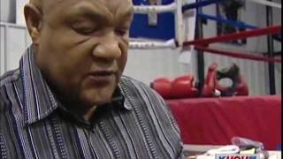 George Foreman teaches Len Cannon how to box [upl. by Ahsemed]