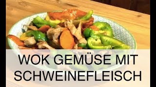 Chinesisches Schweinefleisch mit Wok Gemüse  gebratener Reis  Wokgerichte [upl. by Asalocin]