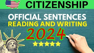 US CITIZENSHIP READING TEST AND WRITING TEST 2024 OFFICIAL SENTENCES [upl. by Dasie]