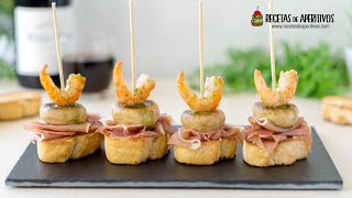 PINTXO de CHAMPIÑÓN con JAMÓN y LANGOSTINOS  PINTXOS VASCOS [upl. by Talanta]