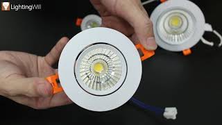 Downlight LED Dimmable Downlight 3W COB Recessed Ceiling Light Warm White 3000K 3500K CRI80 [upl. by Weinstein]