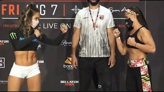 Valerie Loureda vs Tara Graff  Weighin FaceOff  Bellator 243 Chandler vs Henderson 2 [upl. by Bea]