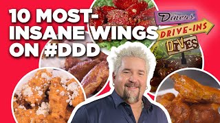 10 MostInsane Chicken Wings on DDD with Guy Fieri  Diners DriveIns and Dives  Food Network [upl. by Nolava]