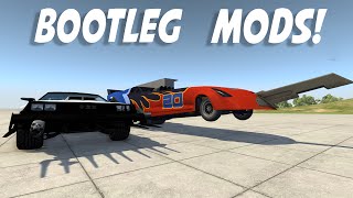 CRAZY DRAG CAR AND MAD MAX DELOREAN  BeamNG Drive Bootleg Car Mods Crashes and Funny Moments [upl. by Aihsatan]