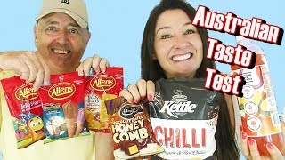 AUSTRALIAN Candy Taste Test Allens Darrell Lea and more  Cheeky Tam [upl. by Yenhpad]