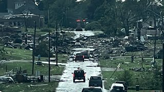 Greenfield Iowa direct hit by large tornado damage path  May 21 2024 [upl. by Aerdnahc]