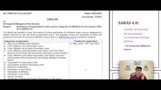 Submission of applications of CBSE affiliation for the session 2024  25 in SARAS 40 [upl. by Anallise]