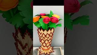 Best Matchstick craft ideasMatchstick Flower Vase shorts youtubeshort diy craft ashortaday [upl. by Maggee]