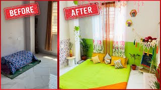 Extreme Bedroom Makeover without Bed Renter friendly Bedroom Makeover low budget [upl. by Malkah]