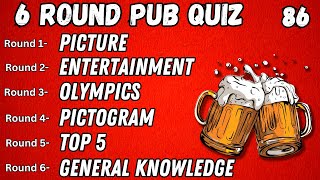 Online Pub Quiz  6 Rounds Picture Entertainment Olympics Connection Top 5 and GK No86 [upl. by Ronoc151]