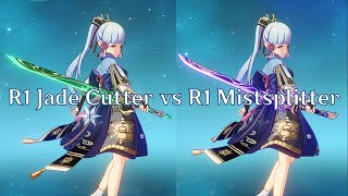 R1 Primordial Jade Cutter vs R1 Mistsplitter Reforged Ayaka [upl. by Lorsung971]