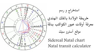 رسم خريطة الولادة بطريقة الفلك الهندي  معرفة اوقات العبورات بدقة  Astroseek [upl. by Ehc]