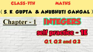 CLASS7TH  CBSE MATHS S K GUPTA MATHS  CHAPTER1  SELF PRACTICE  1E  INTEGERS  NUMBER KNOTS [upl. by Dow81]