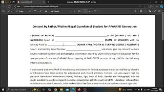 How to fill Consent form APAAR ID for students [upl. by Yseulta511]