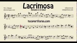 Lacrimosa Sheet Music for violin flute recorder oboe Requiem in D minor [upl. by Airotahs57]