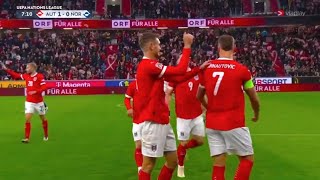 Gol di Marko Arnautovic oggi Austria vs Norvegia 51 tutti i golrhighlights UEFA Nations League [upl. by Olsewski]