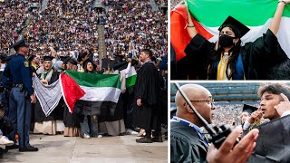 ProPalestinian protest disrupts University of Michigan commencement [upl. by Ailegave35]