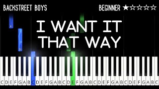 Backstreet Boys  I Want It That Way  EASY Piano Tutorial [upl. by Bathesda]