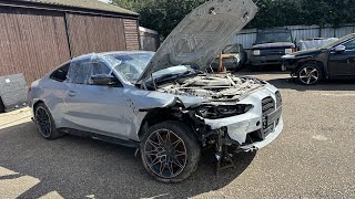 REBUILDING A WRECKED 2021 BMW M4 COMPETITION WILL IT DRIVE  PT 2 [upl. by Ellives]