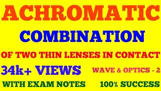 ACHROMATIC COMBINATION OF THIN LENSES IN CONTACT  METHOD TO REMOVE CHROMATIC ABERRATION  NOTES [upl. by Domonic]