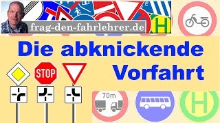 VORFAHRTSREGELN ERKLÄRT  ABKNICKENDE VORFAHRT THEORIE LERNEN FÜR DEN FÜHRERSCHEIN [upl. by Cutcheon]