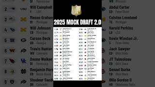 2025 MOCK DRAT 20 nfldraft footballshorts collegefootball [upl. by Eecyac]