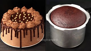 കുക്കറിൽ പെർഫെക്റ്റ് ചോക്കലേറ്റ് കേക്ക് chocolate cake in pressure cooker chocolate birthday cake [upl. by Latreece]