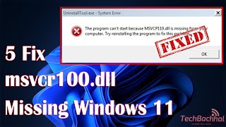 5 Fix msvcr100 dll missing Windows 11 [upl. by Barrow]