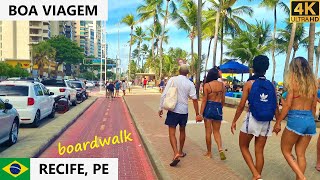 🇧🇷 Boa Viagem boardwalk in Recife 4K bike ride along the beach in Recife Pernambuco Brazil [upl. by Gant]