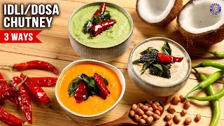 3 Easy Breakfast Chutney For Dosas amp Idlis  Green Coconut Chutney  Peanut Chutney  Kara Chutney [upl. by Barbaresi]