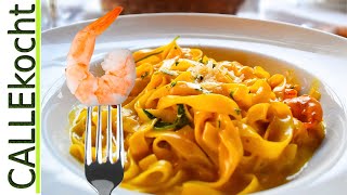 Pasta mit Garnelen in Safran  Fenchel  Sahne Besser geht es nicht [upl. by Nylekcaj768]